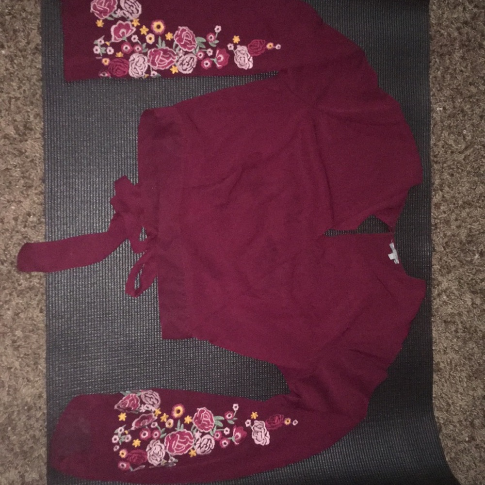 Red and floral Crop Top